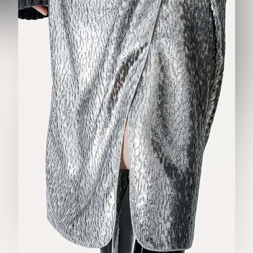 NWT Forte Forte Encanto Lurex Velvet Skirt Silver Estrella | Size 0 - Picture 3 of 9
